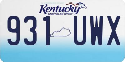 KY license plate 931UWX