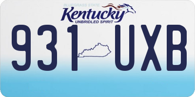 KY license plate 931UXB
