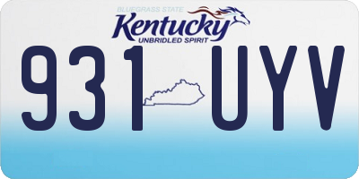 KY license plate 931UYV