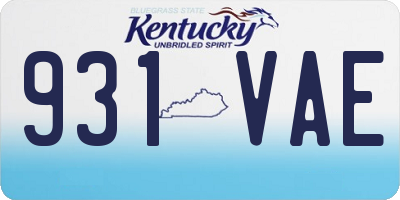 KY license plate 931VAE