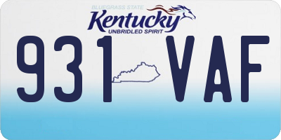 KY license plate 931VAF