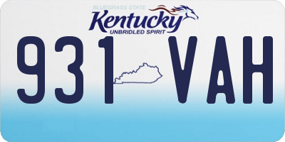 KY license plate 931VAH