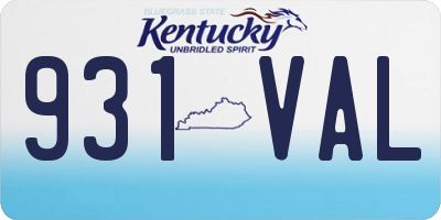 KY license plate 931VAL
