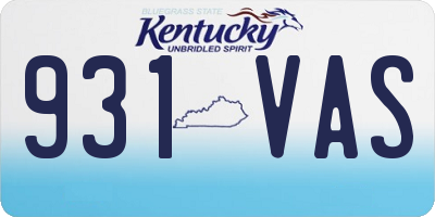 KY license plate 931VAS
