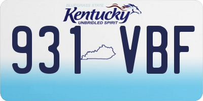 KY license plate 931VBF