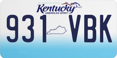 KY license plate 931VBK
