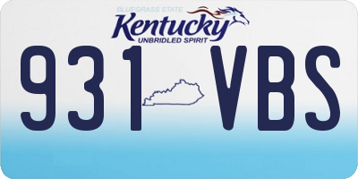 KY license plate 931VBS