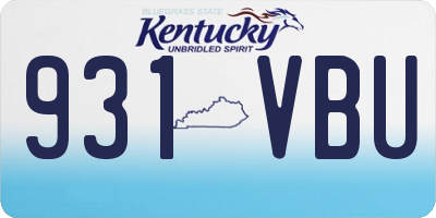 KY license plate 931VBU