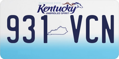 KY license plate 931VCN