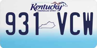KY license plate 931VCW