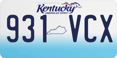 KY license plate 931VCX