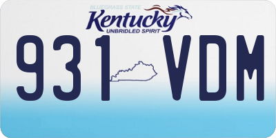 KY license plate 931VDM