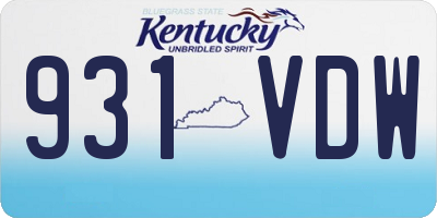 KY license plate 931VDW