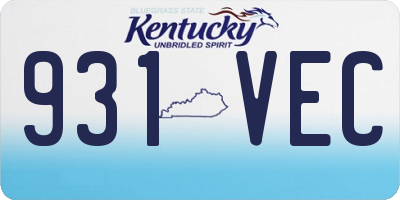 KY license plate 931VEC