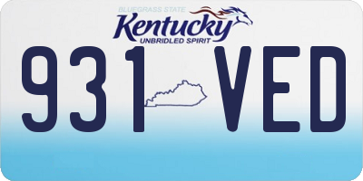KY license plate 931VED