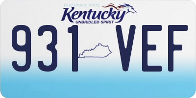 KY license plate 931VEF