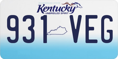 KY license plate 931VEG