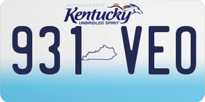 KY license plate 931VEO