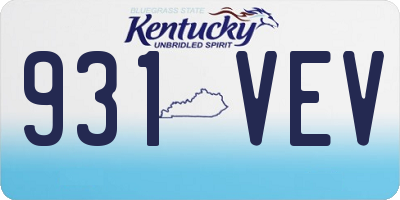 KY license plate 931VEV