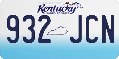 KY license plate 932JCN