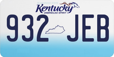 KY license plate 932JEB