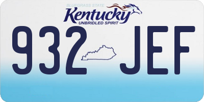 KY license plate 932JEF