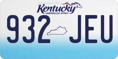 KY license plate 932JEU