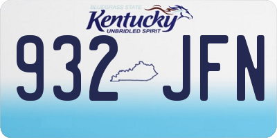 KY license plate 932JFN