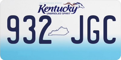 KY license plate 932JGC