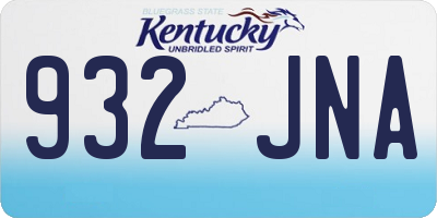 KY license plate 932JNA