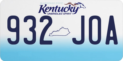 KY license plate 932JOA