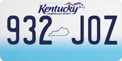 KY license plate 932JOZ