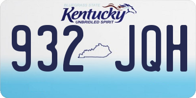 KY license plate 932JQH