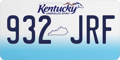 KY license plate 932JRF