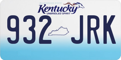 KY license plate 932JRK