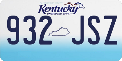 KY license plate 932JSZ