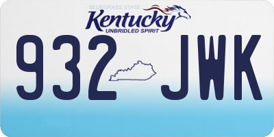 KY license plate 932JWK