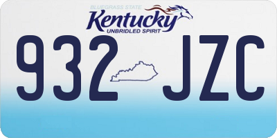 KY license plate 932JZC
