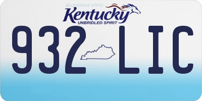 KY license plate 932LIC