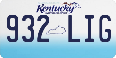 KY license plate 932LIG