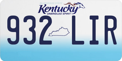 KY license plate 932LIR