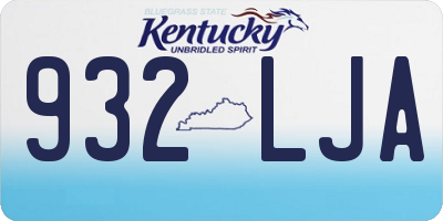 KY license plate 932LJA