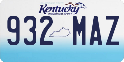 KY license plate 932MAZ
