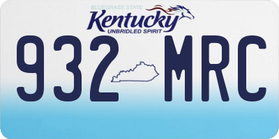 KY license plate 932MRC