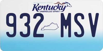 KY license plate 932MSV
