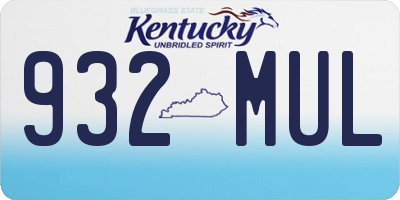 KY license plate 932MUL