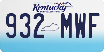 KY license plate 932MWF