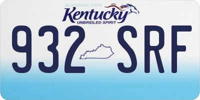 KY license plate 932SRF
