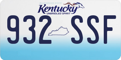 KY license plate 932SSF