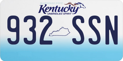 KY license plate 932SSN